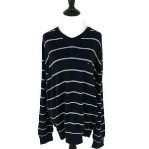 Tommy Hilfiger Women's L Large Knit Sweater Lightweight 100% Cotton Striped